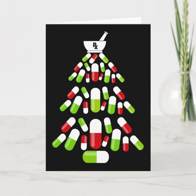 Funny Pharmacy Christmas Tree Pharmacist Xmas Matc Card (Front)
