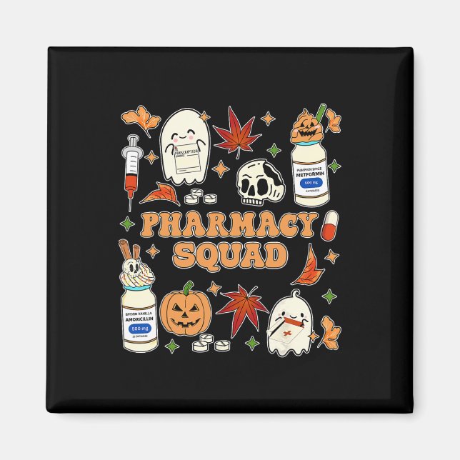 Funny Pharmacy Squad Halloween Pharmacist Tech Cow Magnet (Front)