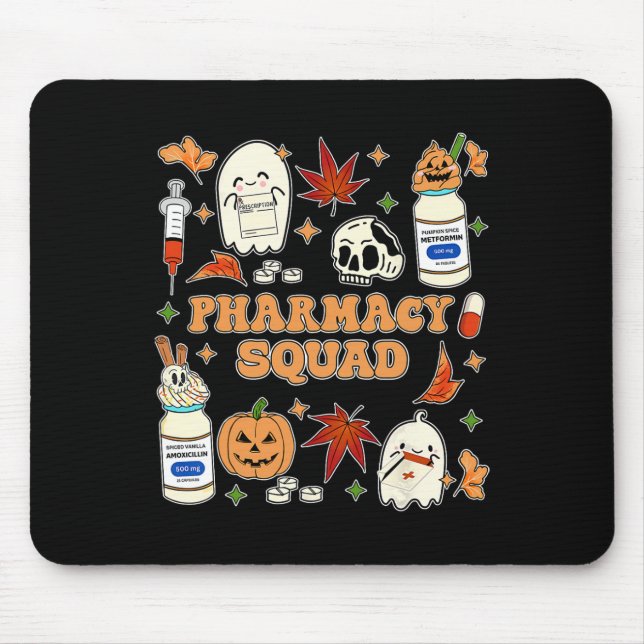 Funny Pharmacy Squad Halloween Pharmacist Tech Cow Mouse Mat (Front)