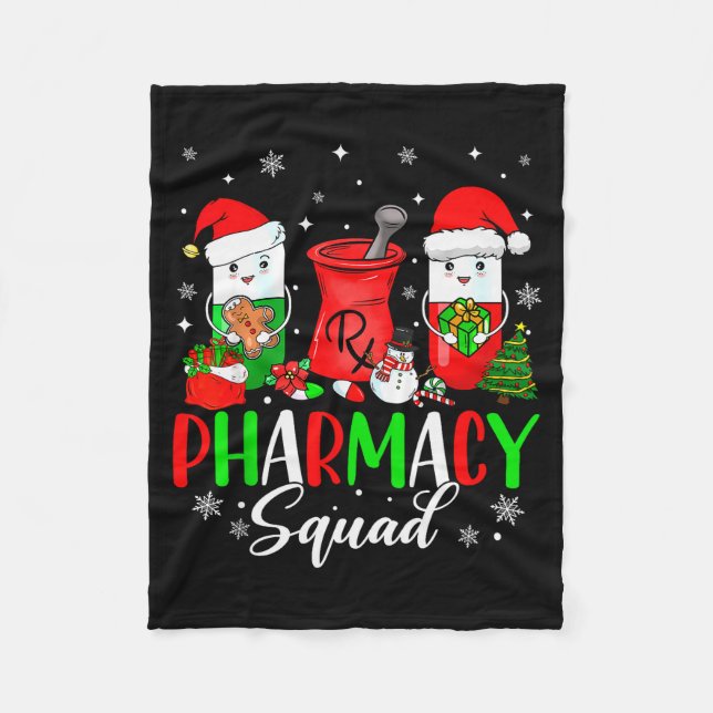 Funny Pharmacy Tech Squad Christmas Matching Holid Fleece Blanket (Front)