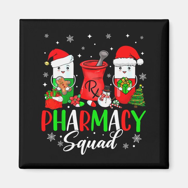 Funny Pharmacy Tech Squad Christmas Matching Holid Magnet (Front)