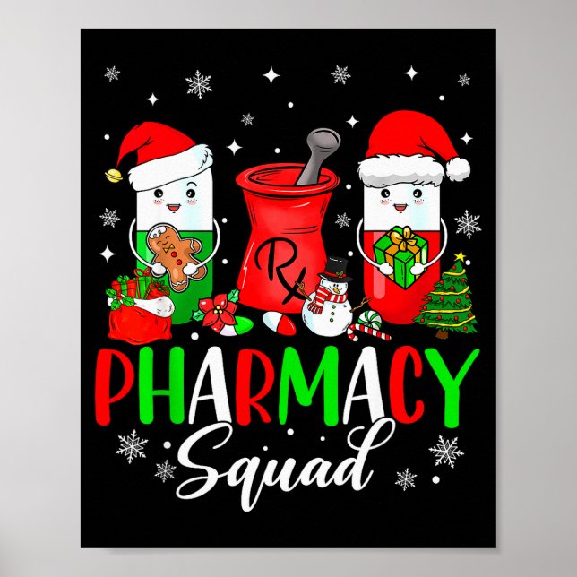 Funny Pharmacy Tech Squad Christmas Matching Holid Poster (Front)