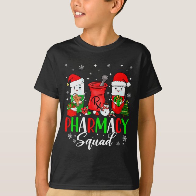 Funny Pharmacy Tech Squad Christmas Matching Holid T-Shirt (Front)
