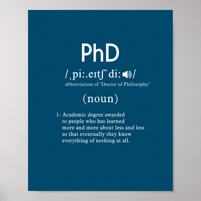 funny phd definition vertical poster (Front)
