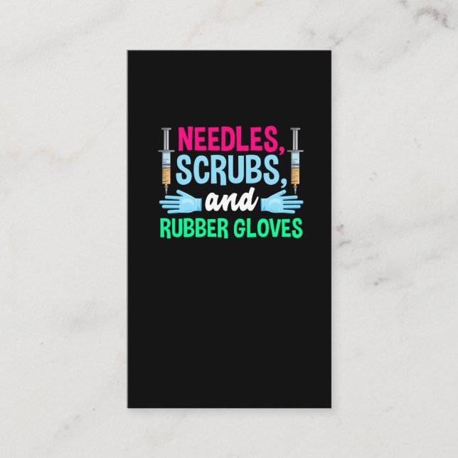 Funny Phlebotomist Syringe and Blood Employee Business Card (Front)