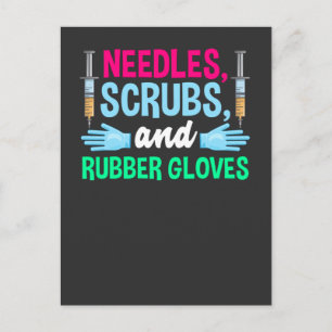 Funny Phlebotomist Syringe and Blood Employee Postcard