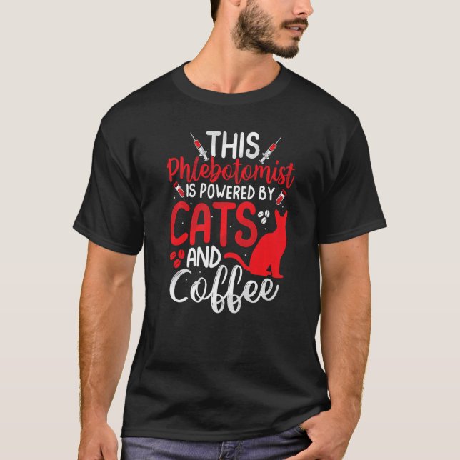 Funny Phlebotomy Phlebotomist Nurse Funny Cat Love T-Shirt (Front)