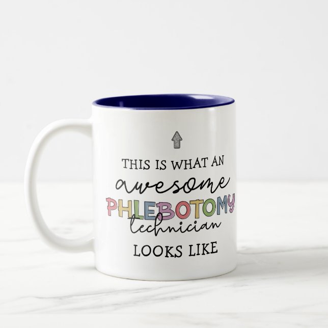 Funny Phlebotomy Technician awesome PBT Two-Tone Coffee Mug (Left)