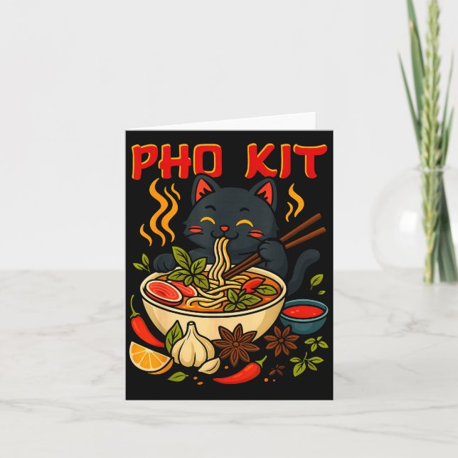 Funny Pho Kit Black Cat Halloween Costume Family M Card (Front)