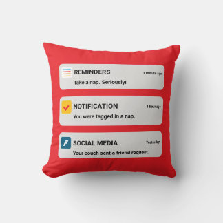 Funny Phone Notification Throw Pillow