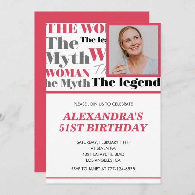 Funny Photo 51st birthday invitation Contemporary (Front/Back)