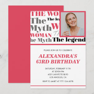 Funny Photo 63rd birthday invitation Contemporary