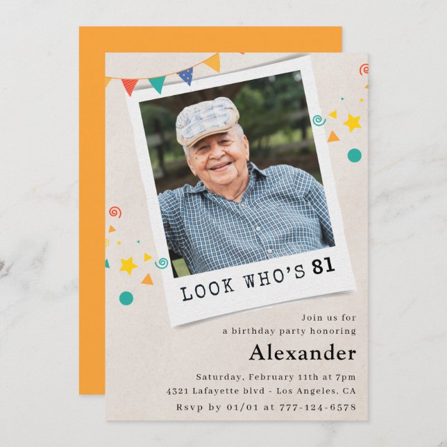 Funny Photo 81st birthday invitations Men (Front/Back)