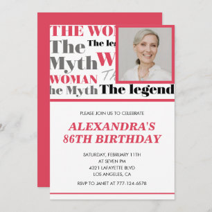Funny Photo 86th birthday invitation Contemporary