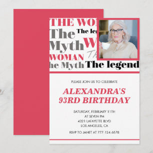 Funny Photo 93rd birthday invitation Contemporary