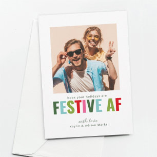 Funny Photo Christmas Card Festive AF