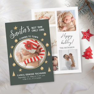 Funny Photo Collage Birth Stats Holiday  Thank You Card