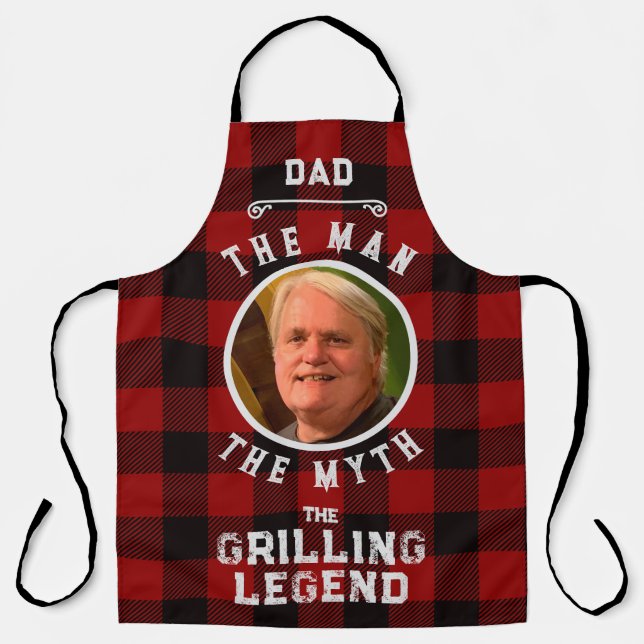 Funny Photo Dad Man Myth Legend Buffalo Plaid Apron (Front)