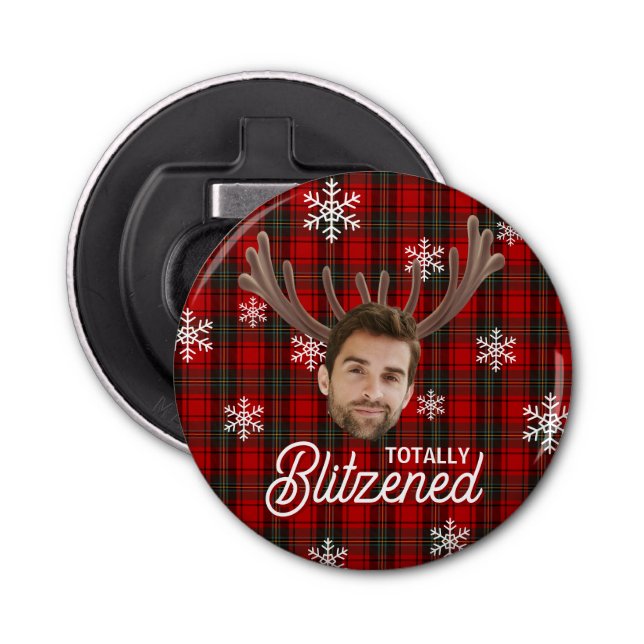 Funny Photo Face Blitzened Christmas Custom Gift Bottle Opener (Front)