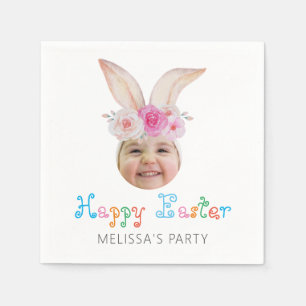 Funny Photo Face Easter Watercolor Bunny Ears Napkin