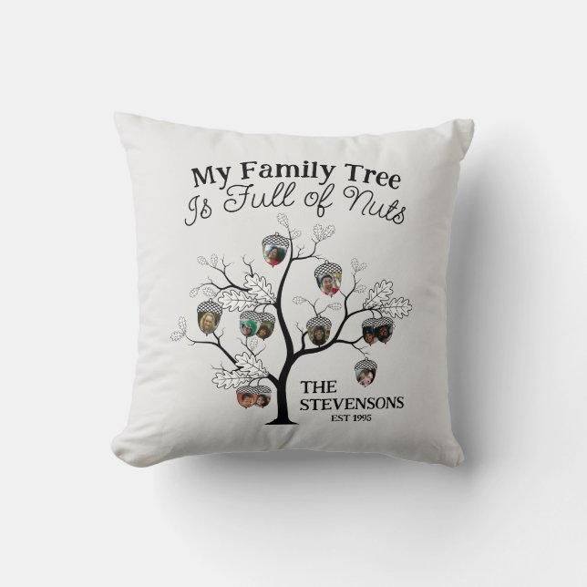 Funny Photo Family Tree is Full of Nuts Christmas  Cushion (Front)