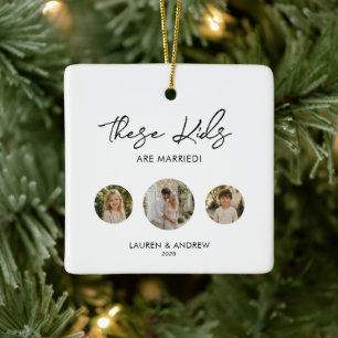Funny Photo First Christmas Married Ceramic Ornament