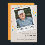 Funny Photo Men 92nd birthday invitations<br><div class="desc">Look who is 92 - Funny Photo 92nd birthday invitations Men</div>