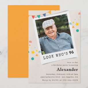 Funny Photo Men 96th birthday invitations 