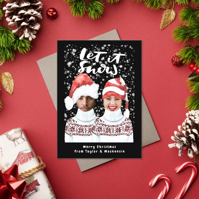 Funny Photo Personalised Christmas Let It Snow Acrylic Invitations (Insitu (Holiday))