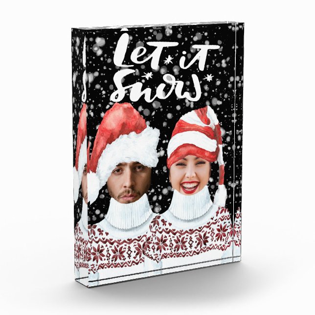 Funny Photo Personalised Christmas Let It Snow Block (Left)