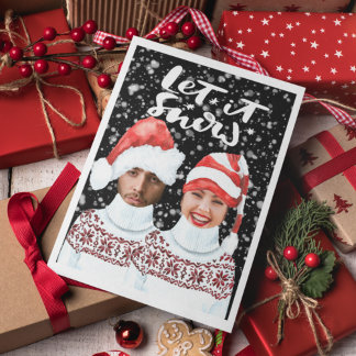 Funny Photo Personalised Christmas Let It Snow Holiday Card