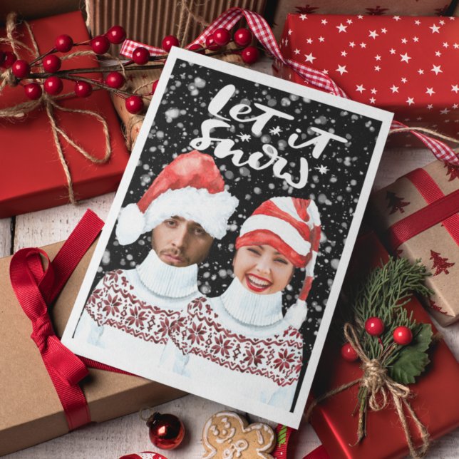 Funny Photo Personalised Christmas Let It Snow Holiday Card (Funny Photo Personalized Christmas Let It Snow Holiday Cards by Ricaso. Add your own faces)