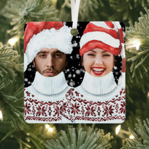 Funny Photo Personalised Christmas Metal Tree Decoration