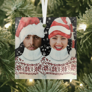Funny Photo Personalized Christmas Glass Tree Decoration