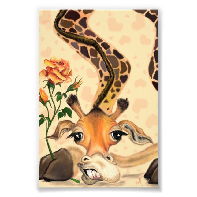 Funny Photo Print with Romantic Giraffe (Front)
