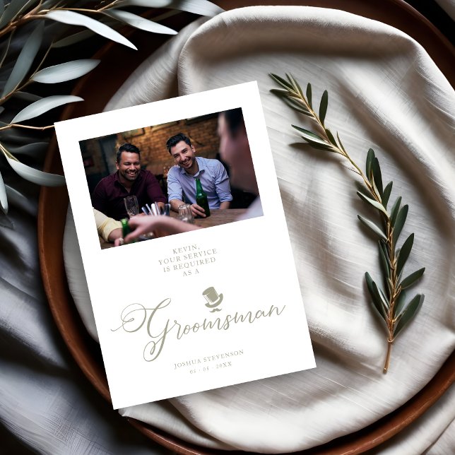 Funny Photo Proposal Card Wedding Groomsman (Groomsman Funny Wedding Minimalist Photo Proposal Card.)