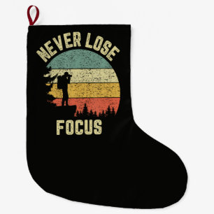 Funny Photographer Camera Never Lose Focus Large Christmas Stocking