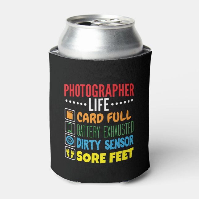Funny Photographer Life Checklist Can Cooler (Can Front)