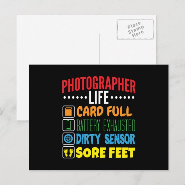 Funny Photographer Life Checklist Postcard (Front/Back)