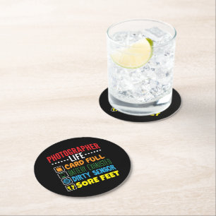 Funny Photographer Life Checklist Round Paper Coaster