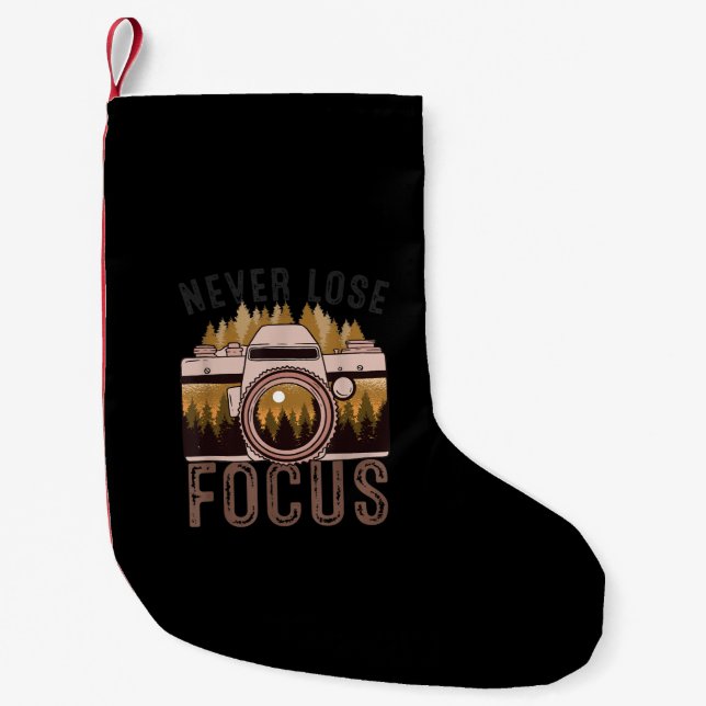 Funny Photographer Never Lose Focus Photograph Small Christmas Stocking (Front)