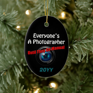 Funny Photography - Photographer Go Manual Quote Ceramic Tree Decoration