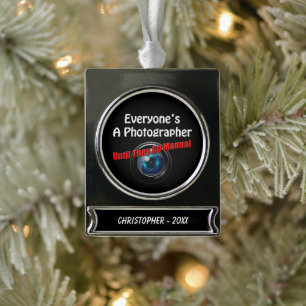 Funny Photography - Photographer Go Manual Quote Silver Plated Banner Ornament