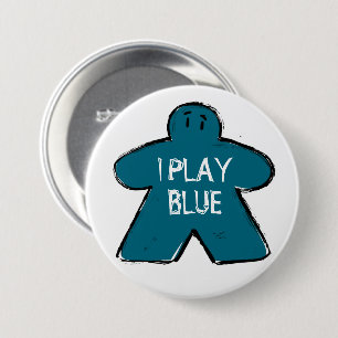 Funny Phrase Grunge Blue Meeple Board Gamer 7.5 Cm Round Badge
