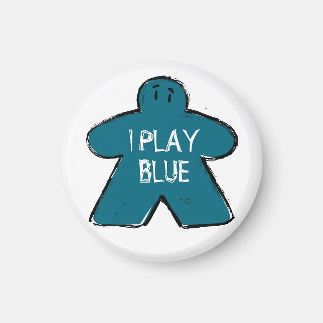 Funny Phrase Grunge Blue Meeple Board Gamer  Magnet (Front)