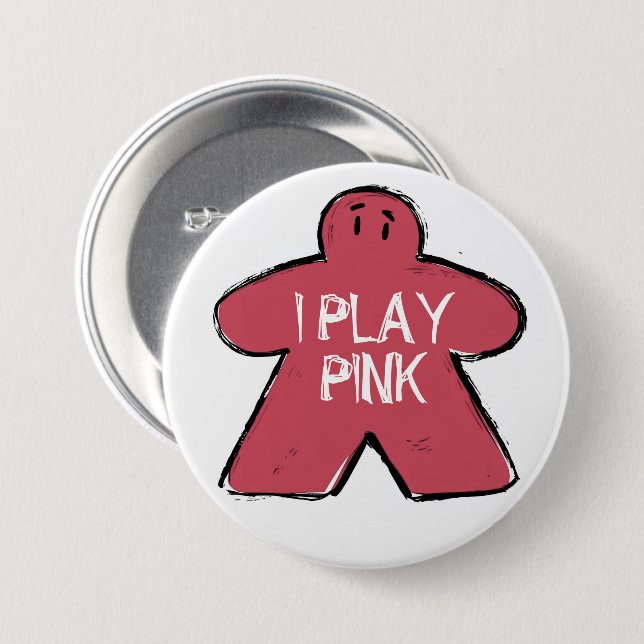 Funny Phrase Grunge Pink Meeple Board Gamer  7.5 Cm Round Badge (Front & Back)