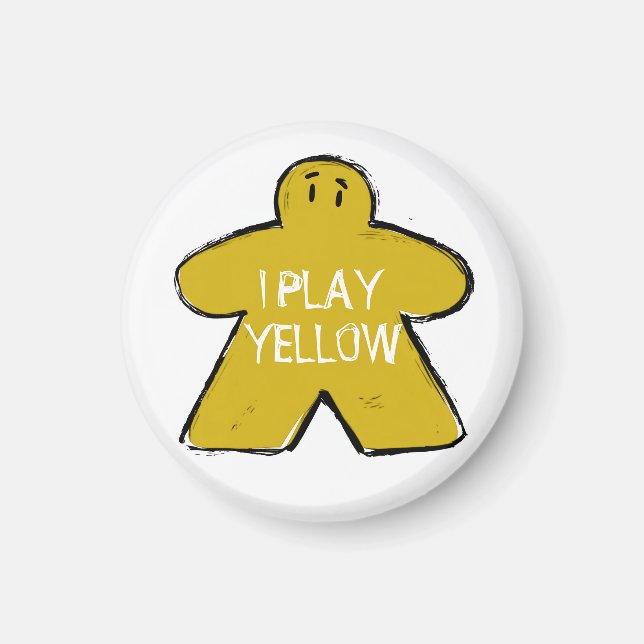 Funny Phrase Grunge Yellow Meeple Board Gamer  Magnet (Front)