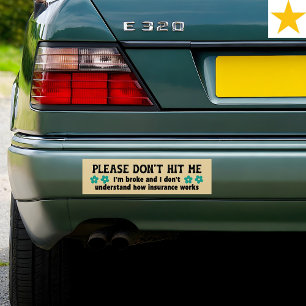 Funny Phrase Retro Floral Insurance Joke   Bumper Sticker