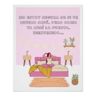 Funny phrases poster bed cozy vibe