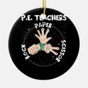 Funny Physical Education Pe Teacher Rock Paper Sci Ceramic Tree Decoration